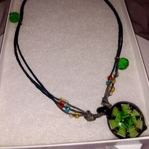 Custom Green Flower Choker Purchased in Italy